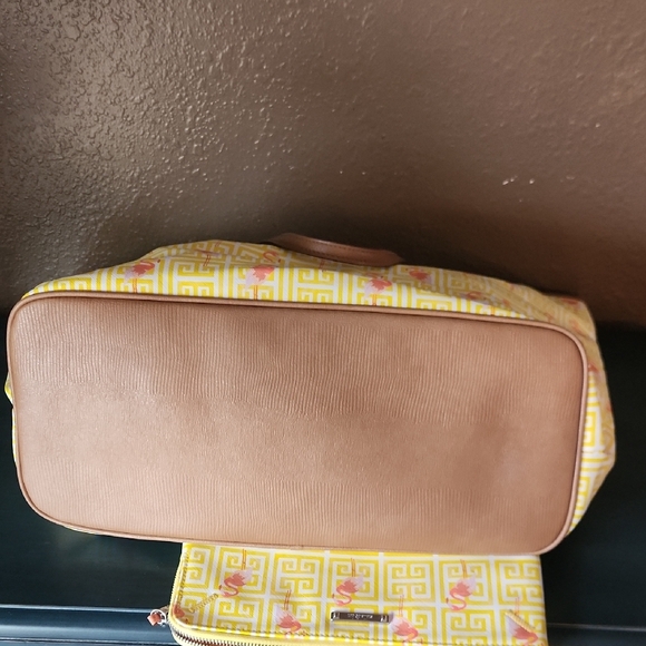 Stella & Dot Large Flamingo Tote Bag w Pouch Twofer - Picture 9 of 10